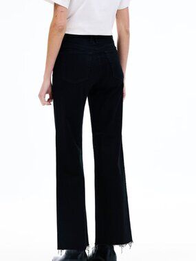 SLVRLAKE Grace Cropped High Rise Wide Leg Jeans, Black, Waist 27